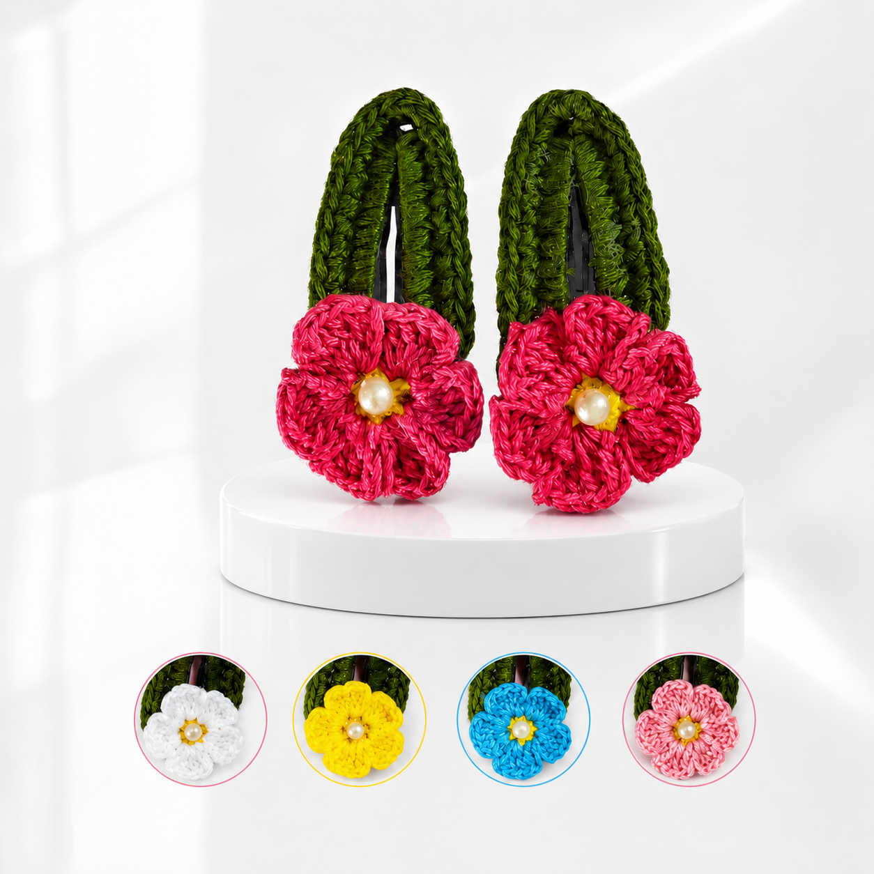 Elvira handmade crochet flower hair clip for girls