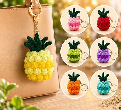 APM Handmade Crochet Pineapple Keychain Bag Charm