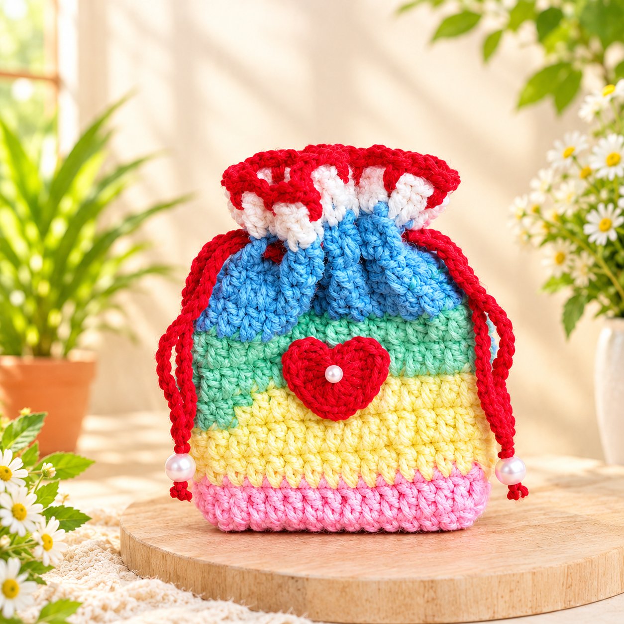 Elvira handmade Crochet  Multicolored Pouch