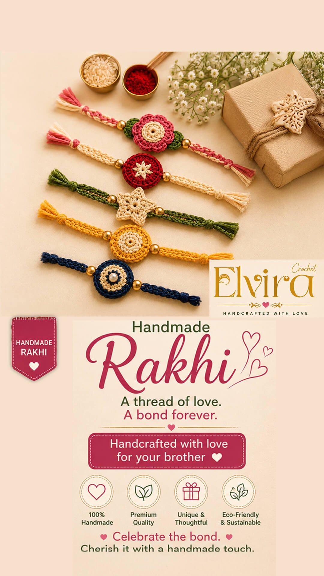 Premium Rakhi Handmade Crochet Collection by APM Fashion House